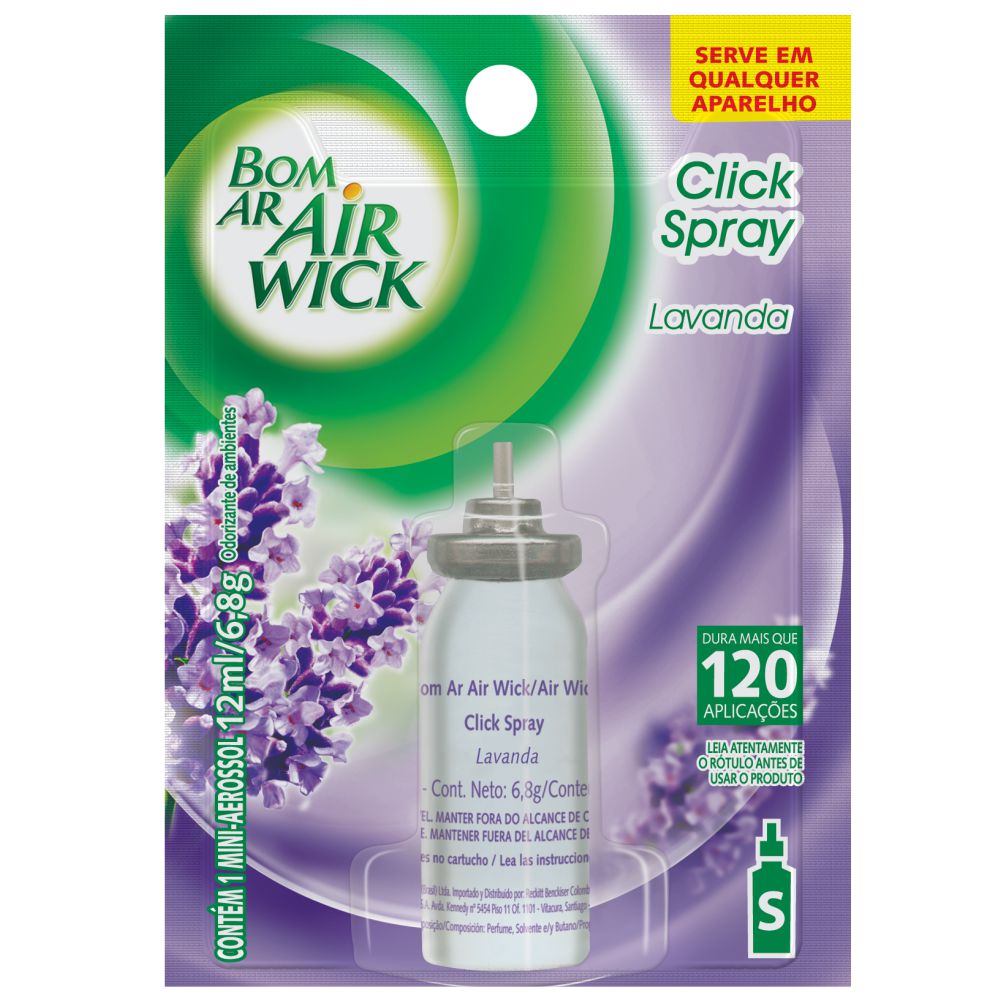 Bom Ar Air Wick Aromatizador Click Spray Aparelho + Refil Campos de Lavanda  12ml : : Casa