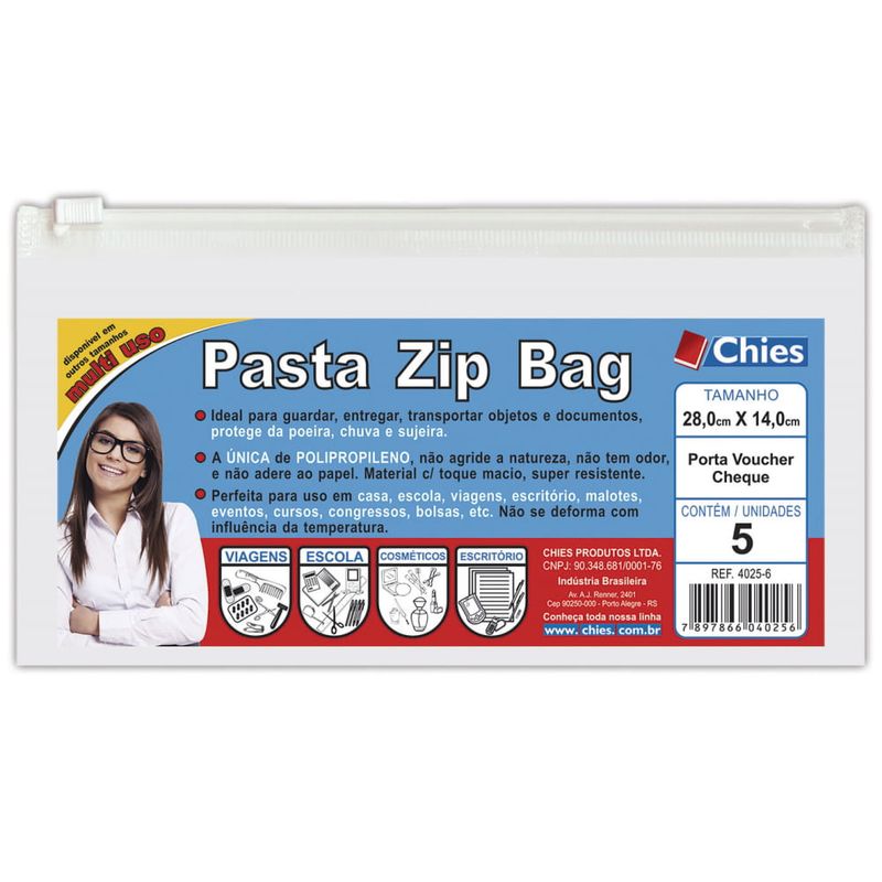 Pasta Zip Bag Voucher De Viajens Estojo Escolar Ou Cheque 28x14cm 